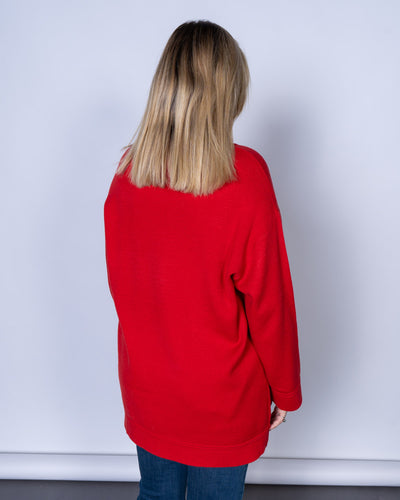 MAGLIONE GOLD PIPING ROSSO