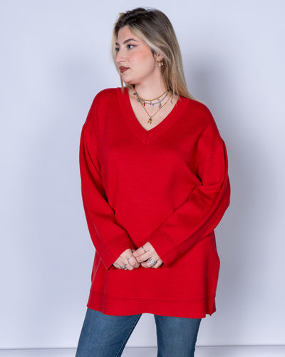 MAGLIONE GOLD PIPING ROSSO