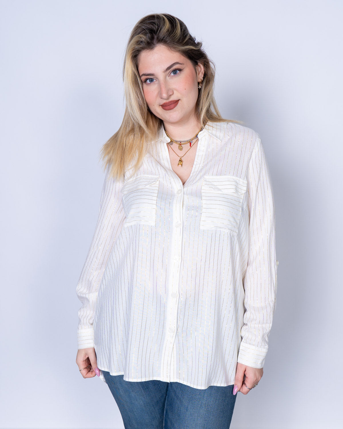 CAMICIA BUMPY LUREX BIANCO