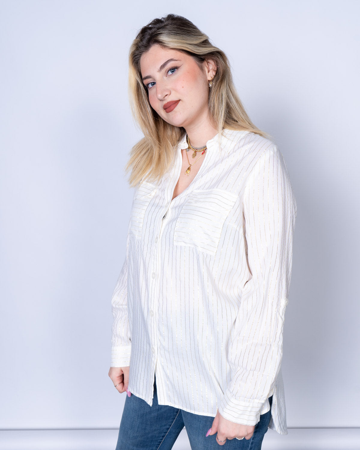 CAMICIA BUMPY LUREX BIANCO