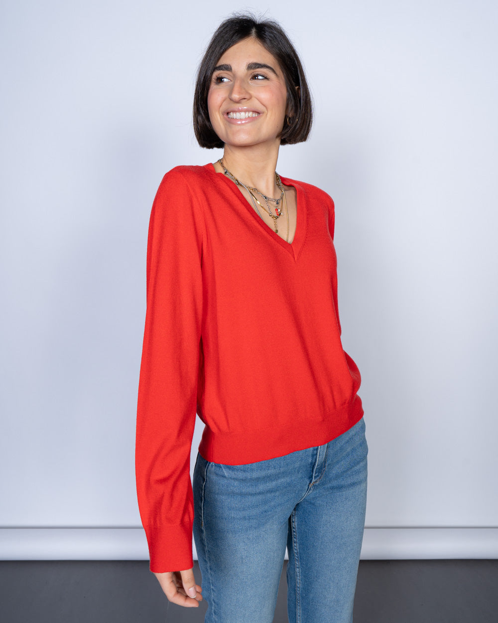 MAGLIONE NATALIE V ROSSO