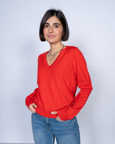 MAGLIONE NATALIE V ROSSO