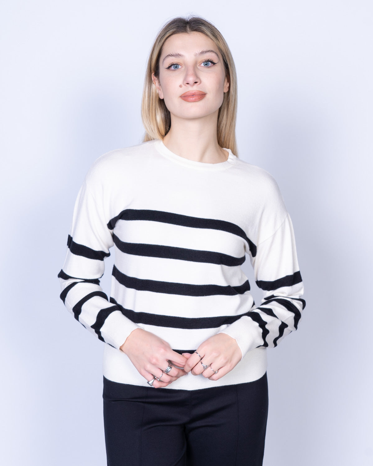 MAGLIONE FALLY BIANCO/NERO