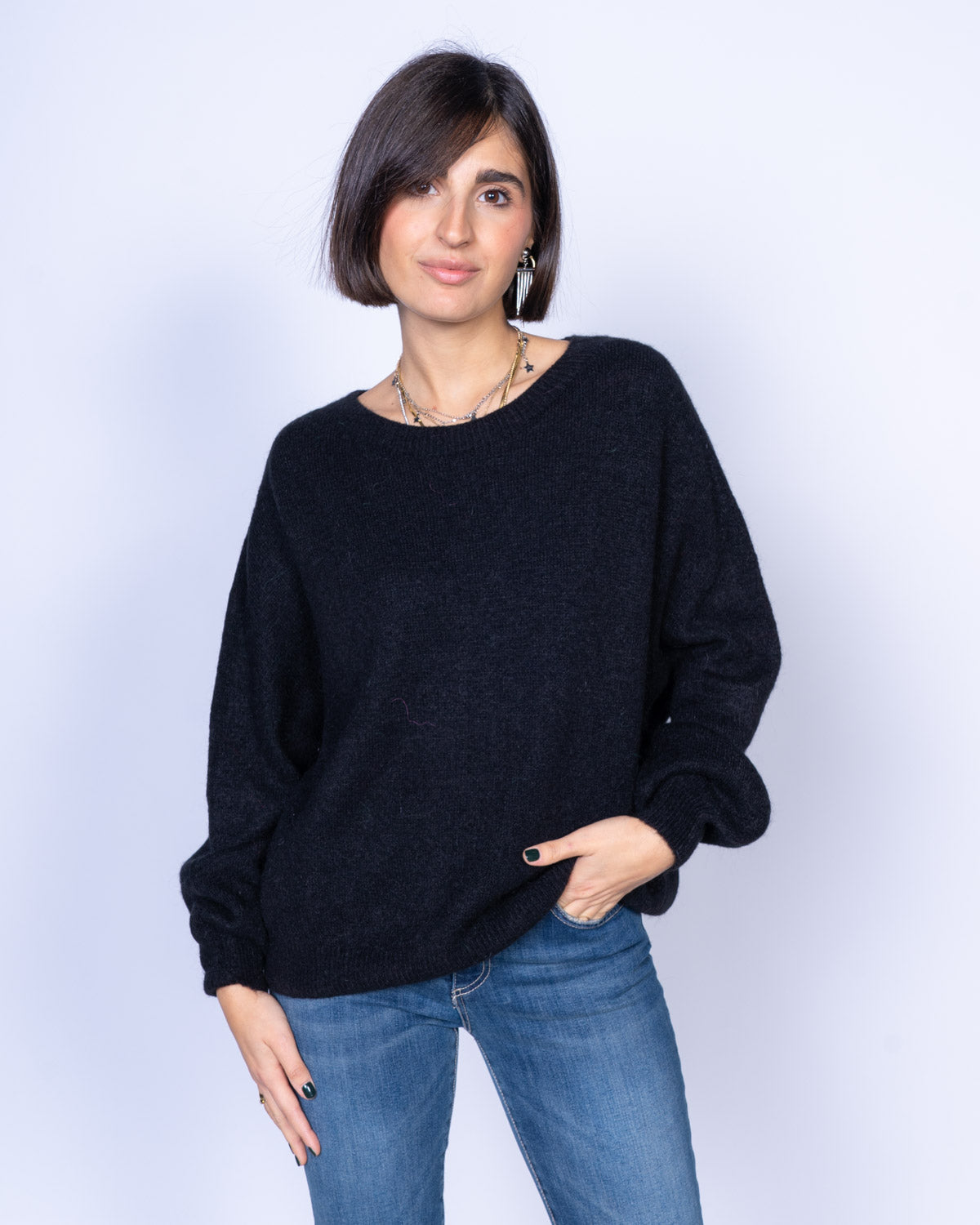 MAGLIONE CANNELLA NERO