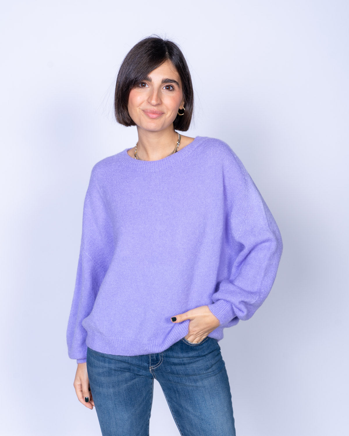 MAGLIONE CANNELLA LILLA