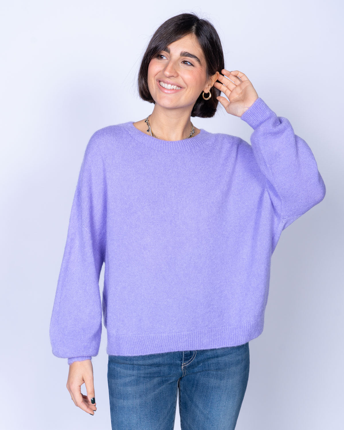 MAGLIONE CANNELLA LILLA