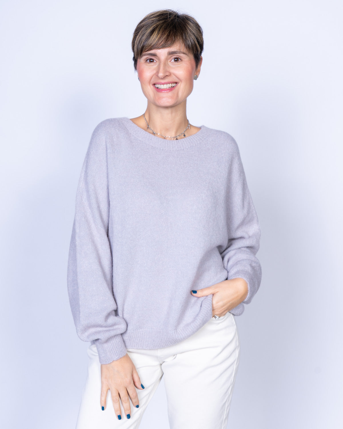 MAGLIONE CANNELLA GRIGIO