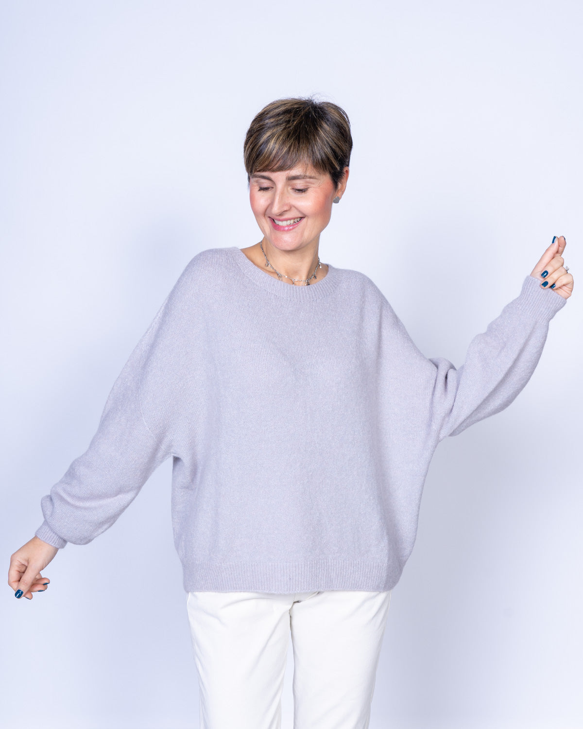 MAGLIONE CANNELLA GRIGIO