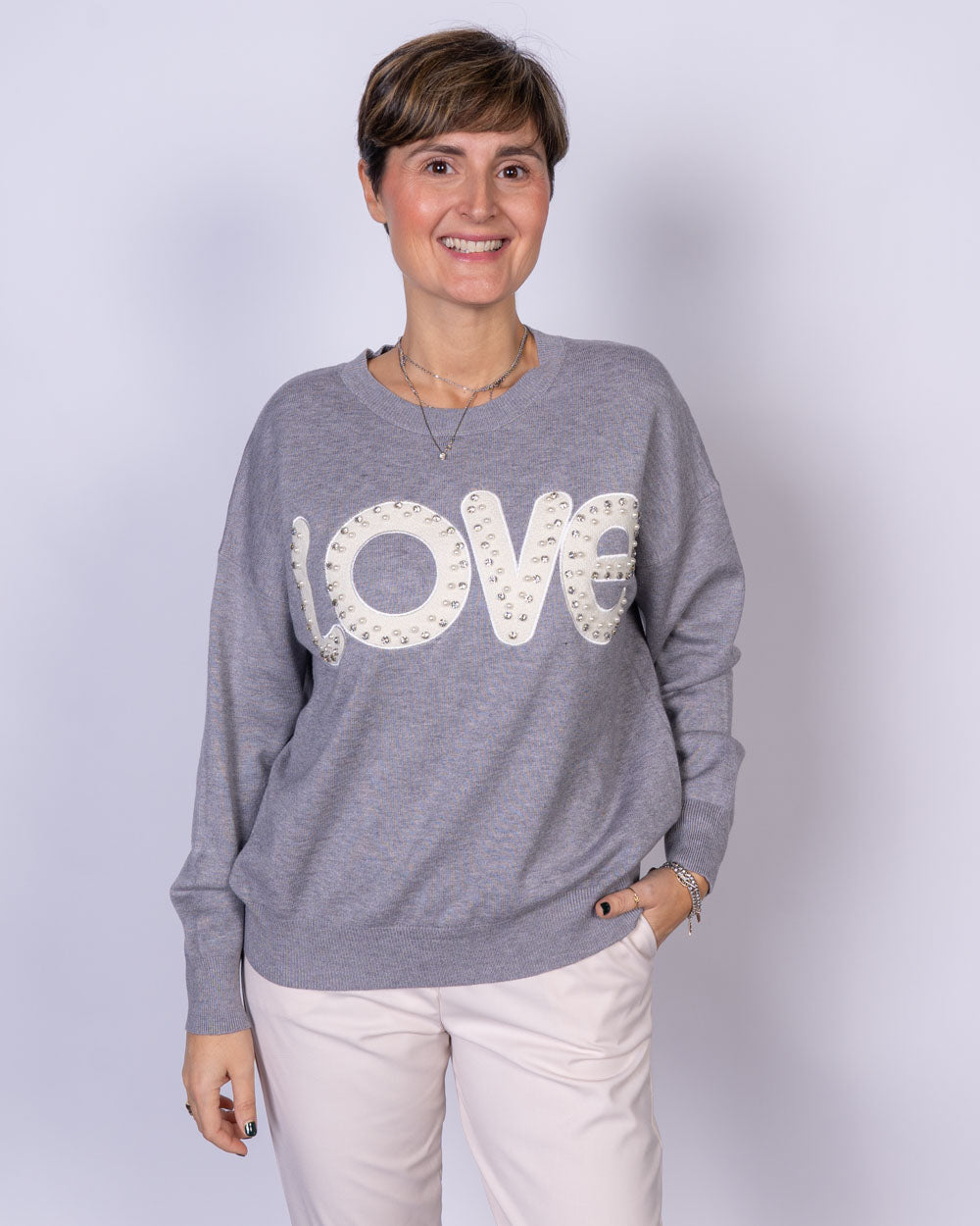 MAGLIONE LOVE GRIGIO