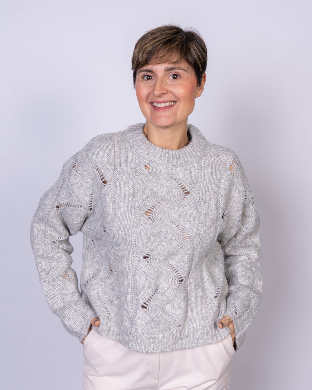 MAGLIONE LINA GRIGIO CHIARO