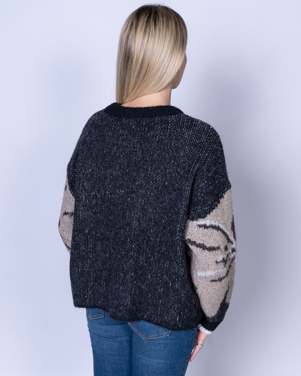 MAGLIONE MADISON NERO/BEIGE